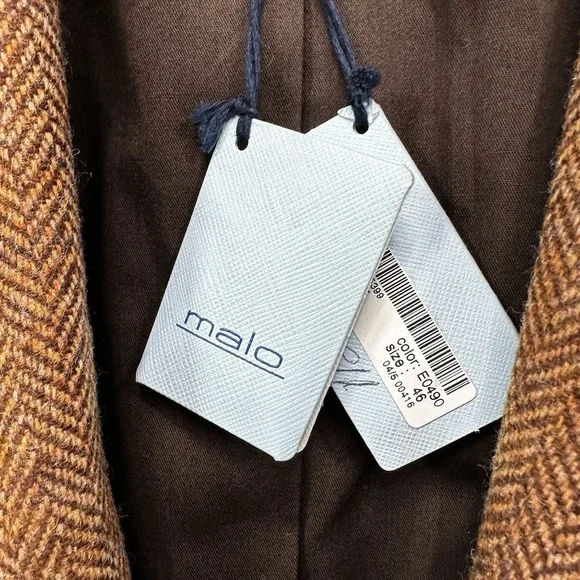 Malo Mens Virgin Fleece Wool One Button Blazer Sport Coat Herringbone 36‎ Small